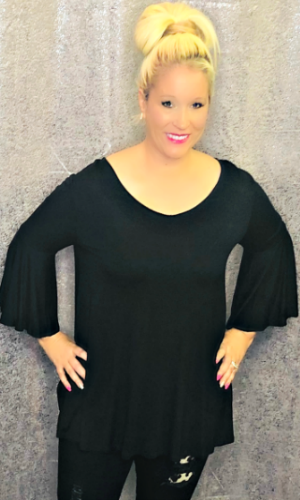 Up Your Sleeve - Bell Sleeve Top - Black