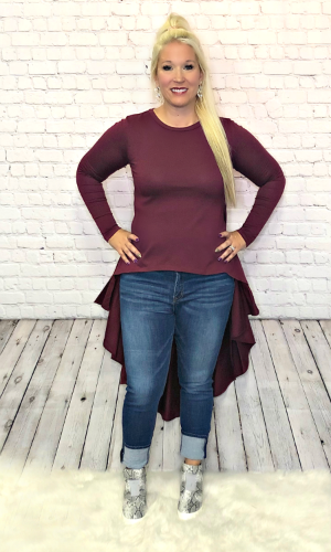 Showstopper High-Low Top - Burgundy