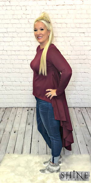 Showstopper High-Low Top - Burgundy
