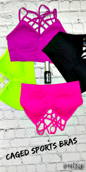 Can't Be Caged! Neon Green Sports Bra