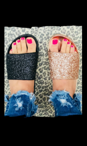 Rose gold sales glitter slides