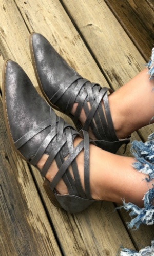 Glory Booties - Strappy with a Touch of Metallic!
