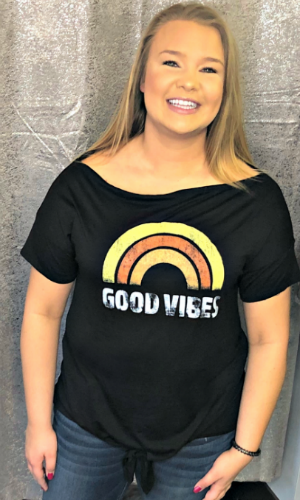 Good Vibes Front Knot Tee