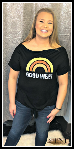 Good Vibes Front Knot Tee