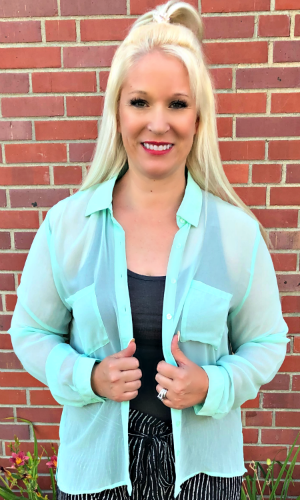 Work to Play Sheer Button-Down Blouse