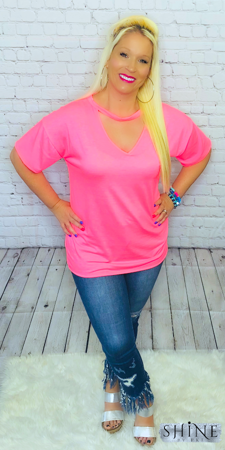 cutout v neck t shirt