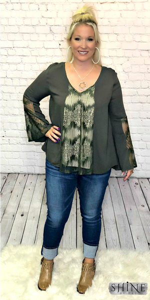 Can't Get Enough - Olive Bell Sleeve Top