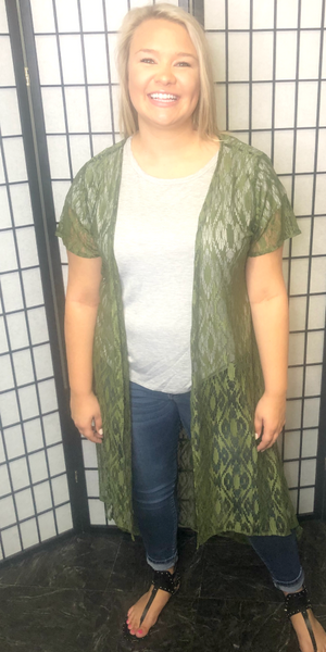 Fiesta Lace Duster - Olive