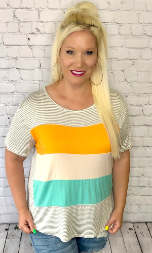 Keyed Up - Color Block Striped Tee