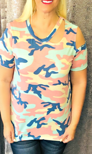 Pink and Blue Camo Tee