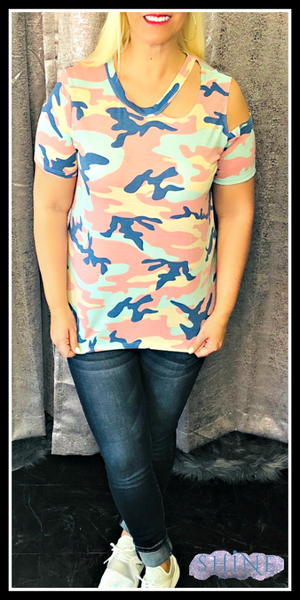 Pink and Blue Camo Tee