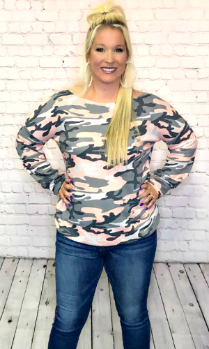 Unmatched - Pink and Grey Camo Top