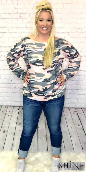Unmatched - Pink and Grey Camo Top