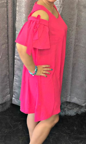 Little Pink Dress - Cold Shoulder Dress