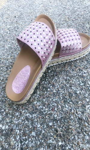 Pink Glitter Diamond Slides