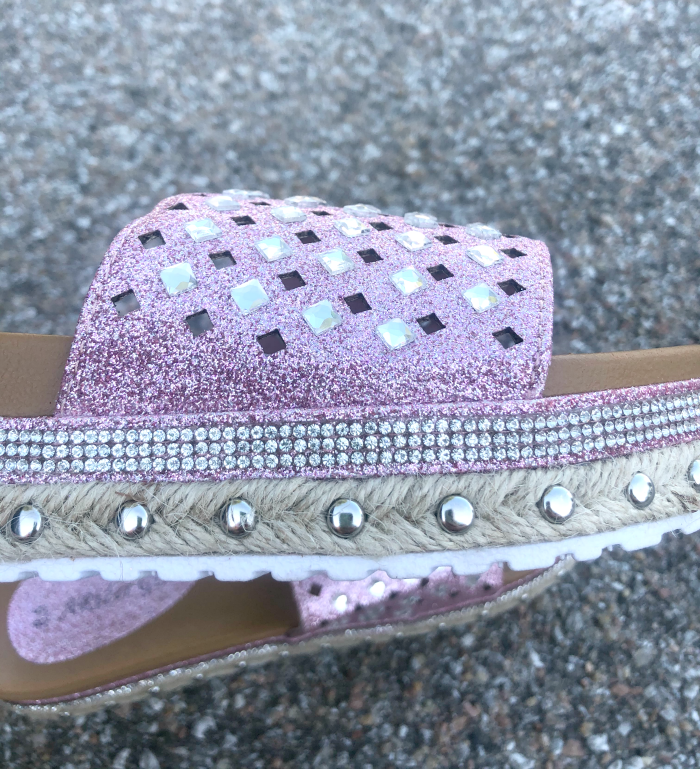 Pink Glitter Diamond Slides SHiNE by PKE