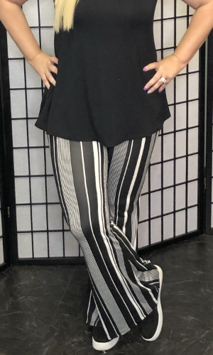 Striped Fit and Flare Pants