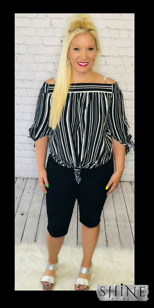 Statement Style Striped Off the Shoulder Blouse