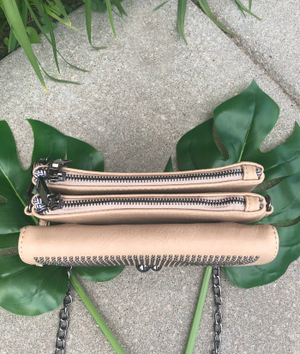 Necessity Taupe 3 Compartment Crossbody or Wristlet