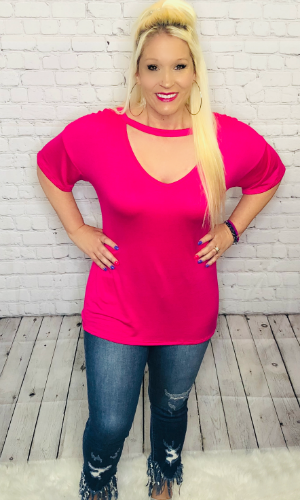 Raspberry Perfection V-Neck Cut-Out Top